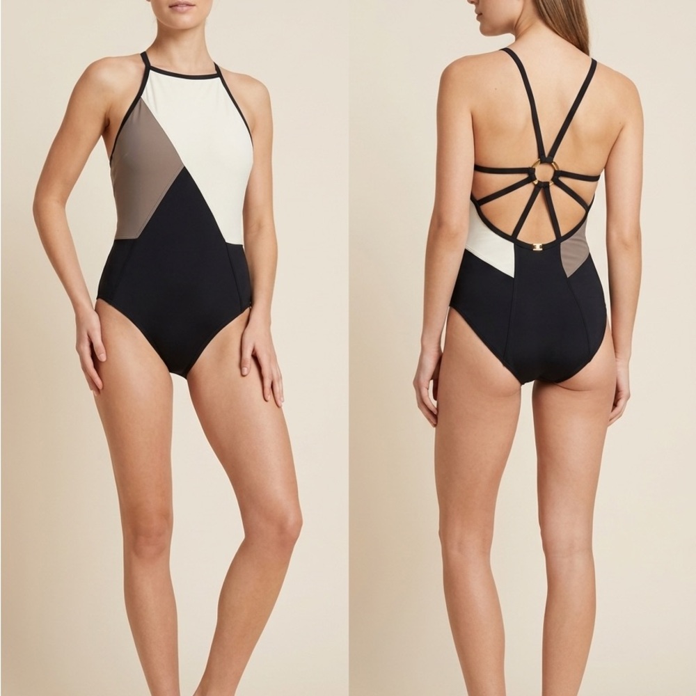 AMORESSA‎ BY MIRACLESUIT SOLITAIRE TATIANA HIGH NECK ONE PIECE SWIMSUIT